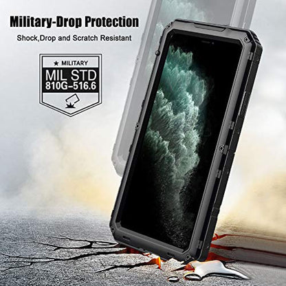Beasyjoy for iPhone 11 Pro Max Case Waterproof Metal Case Heavy Duty Built-in Screen Full Body Protective Shockproof Military Grade Black - color: Black, size: iPhone 11 Pro Max