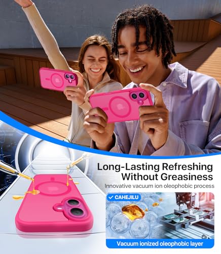 CAHEJILU Magnetic for iPhone 16 Case,[Compatible with MagSafe][Military Grade Drop Protection] Anti-Fingerprint Translucent Matte Shockproof Protective Case for iPhone 16 Phone Case 6.1",Hot Pink - color: A6-Hot Pink