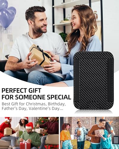 HiWe for MagSafe Wallet, 7 Cards Holder for Phone Case, RFID Blocking - color: Carbon Fiber Wallet - Black Band