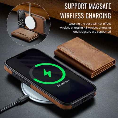 K2 2 in 1 Detachable Magnetic Phone Cases Compatible with iPhone 17 Pro Case with Card Holder RFID Blocking, Compatible with Magsafe Wallet, Leather 6.3'' (Brown, iPhone 17 Pro) - color: Brown, size: iPhone 17 Pro