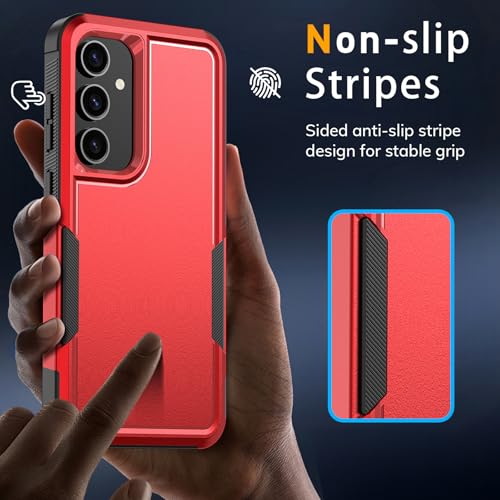 Vinve for Samsung Galaxy S25 FE Case with HD Screen Protector, Military-Grade Shockproof & Dual-Layer Protection, Anti-Slip Grip Design Phone Case, Red - color: Red