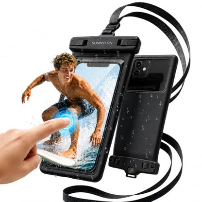 Waterproof Phone Pouch IPX8,Soft TPU Underwater Phone Case with Neck Strap & Sensitive Touch Screen, Waterproof Cell Phone Pouch for Beach,Cruise,Fits Samsung iPhone 17/16/15/14 Pro Max (1-pack Black) - color: 1-pack Black
