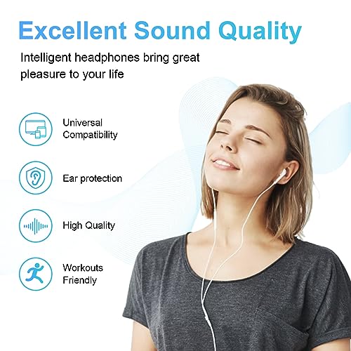 Wired Earbuds 2 Pack, Earbuds HiFi Stereo Wired Earphones Headphones with Microphone Volume Control Compatible with iPad, Laptop, MP3, Android Smartphones, Fits All 3.5mm Jack Device - color: Off-white