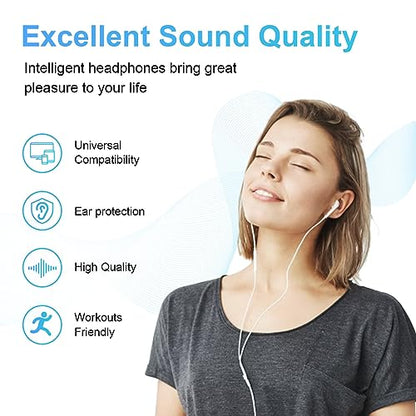 Wired Earbuds 4 Pack, Earbuds HiFi Stereo Wired Earphones Headphones with Microphone Volume Control Compatible with iPad, Laptop, MP3, Android Smartphones, Fits All 3.5mm Jack Device - color: Off-white
