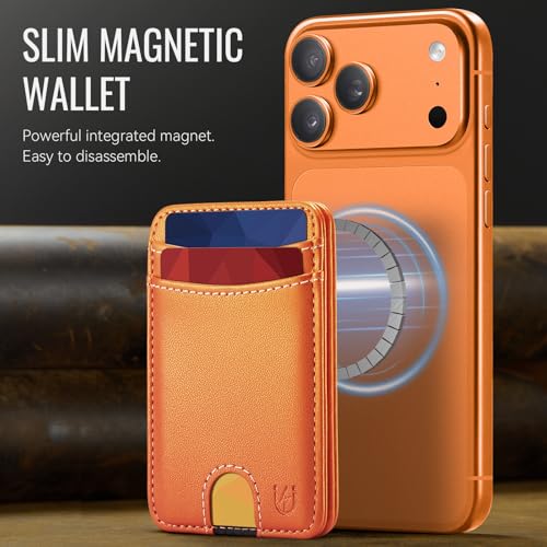 for Magsafe Wallet Magnetic RFID Blocking Card Holders, Orange - color: Orange