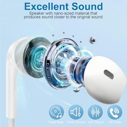 2 Packs USB C Headphones for iPhone 17/16/15 Earbuds Type C Earphones