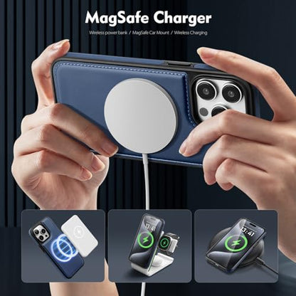 Shieldtop Compatible with MagSafe iPhone 14 Pro Wallet Case,Blue | 2 in 1 Detachable Magnetic,Credit Card Holder Slots,RFID Blocking,PU Leather,Kickstand,Flip Folio Phone Cover for Men & Women - color: Blue, size: iPhone 14 Pro 6.1"