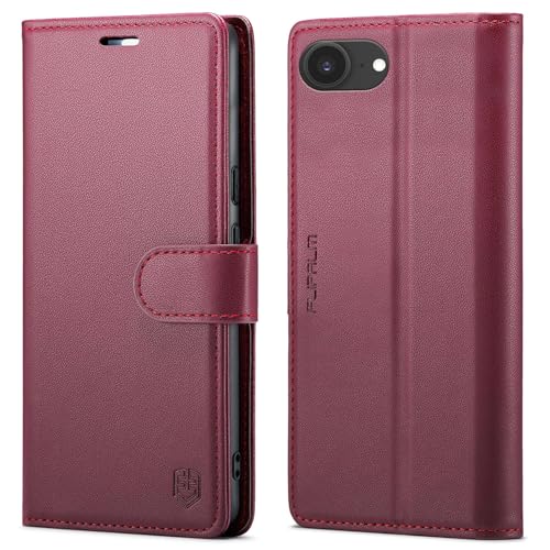 FLIPALM Card Holder Wallet Case for iphone 17e, Red | Card Holder, RFID Blocking, PU Leather Folio Flip, Kickstand, Protective Shockproof Cover - color: Red