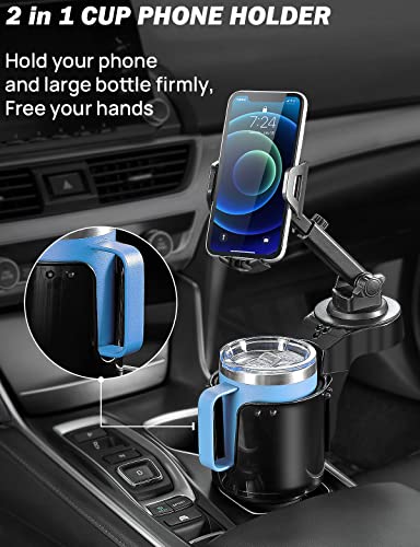 JOYTUTUS Cup Holder Phone Mount for Car, Car Cellphone Large Adapter Long Arm with 360 Degree Rotation, Compatible with iPhone, Samsung & All Smartphones,Black,1 Pack - color: black