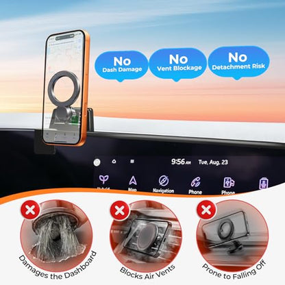 Car Phone Holder for KIA NIRO/EV/Hybrid 2026 2025 2024 2023 (Only for 8/10.25-Inch Screen) 360° Rotation Magnetic Cell Phone Mount, Compatible with Magsafe, Does Not Affect Air Vent - size: Fit for 2023-2026 Niro/EV/Hybrid, 8/10.25-Inch