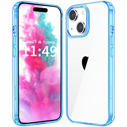 JJGoo Compatiable with iPhone 15 Plus Case Clear, Transparent Shockproof Phone Case, Slim Anti-Scratch Hard PC Back Protective Cover Bumper, Transparent Blue - color: Transparent Blue