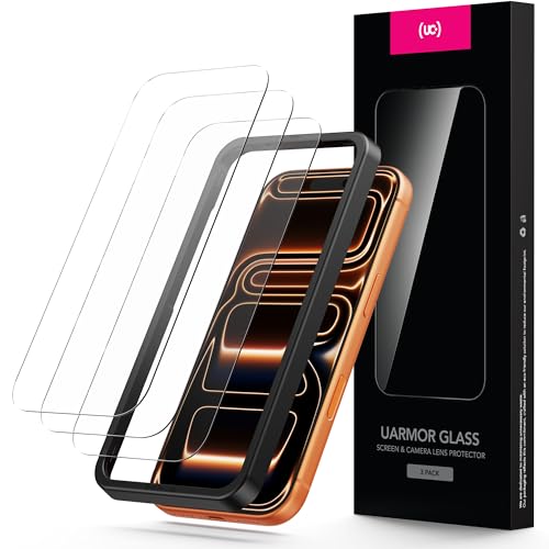 UARMOR Glass 3 Pack Screen Protector for iPhone 17 Pro, 9H Tempered Glass with Easy Installation Kits, Shatterproof, Case-Friendly Fit - HD Clear (iPhone 17 Pro) - size: iPhone 17 Pro