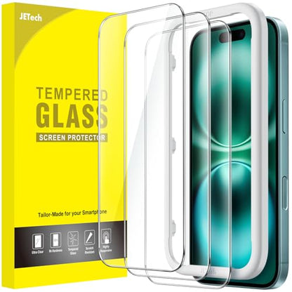 JETech Screen Protector for iPhone 16 Plus, 3-Pack | 9H Tempered Glass, HD Clear, Anti-Scratch Protection, Easy Installation Tool - size: iPhone 16 Plus