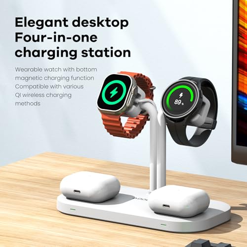 4 in 1 Dual Wireless Charging Dock and Watch Stand - color: A422SW-White