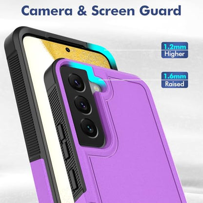 for Samsung Galaxy S22 Case: Dual Layer Protective Heavy Duty Cell Phone Cover Shockproof Rugged with Screen Protector - Military Protection Bumper Tough - Samsung Galaxy S22 5G 2022, 6.1 inch, Purple - color: Purple (PC) + Black (TPU)