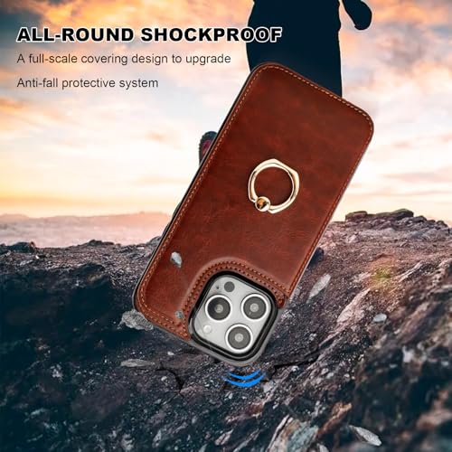 ONETOP for iPhone 16 Pro Max Wallet Case with Credit Card Holder,Brown - color: Brown