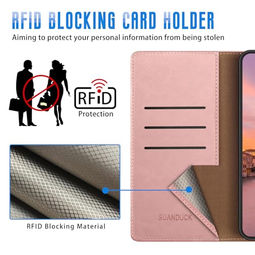 Wallet Case for iPhone 15 Pro Max 6.7", Pink | RFID-Blocking Card Holder, Kickstand, Magnetic Closure, PU Leather Folio Flip Cover, Protective Women Men Cases - color: Rose Gold, size: iPhone 15 Pro Max