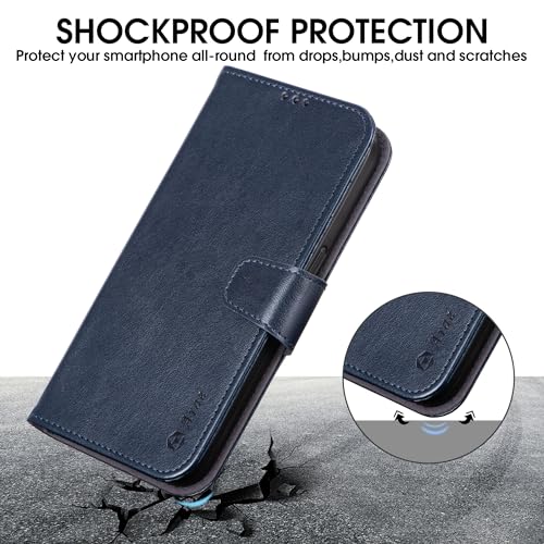 Arae Compatible with iPhone 15 Pro Case with Card Holder and Wrist Strap Wallet Flip Cover for iPhone 15 Pro 6.1 inch,Blue - color: Blue, size: iPhone 15 Pro 6.1 inch