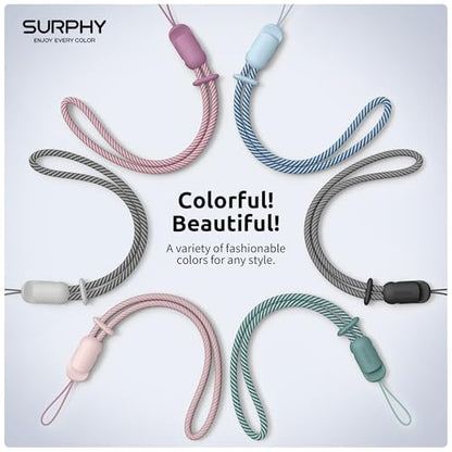 SURPHY 3 Pack Phone Wrist Strap, Phone Lanyard with Cellphone Tether Tab - color: Gray & Black & Cloud Blue