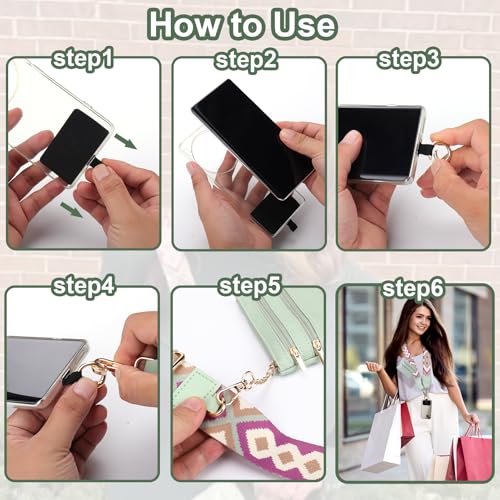 XANGNIER Clip and Go Strap for Phone with Wallet Crossbody, Phone Strap with Zippered Wallet, Adjustable Anti Theft Cellphone Lanyard for Women, Cellphone Chain Accessories Green - color: Green