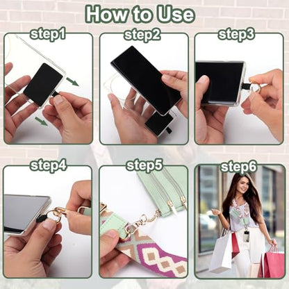 XANGNIER Clip and Go Strap for Phone with Wallet Crossbody, Phone Strap with Zippered Wallet, Adjustable Anti Theft Cellphone Lanyard for Women, Cellphone Chain Accessories Green - color: Green
