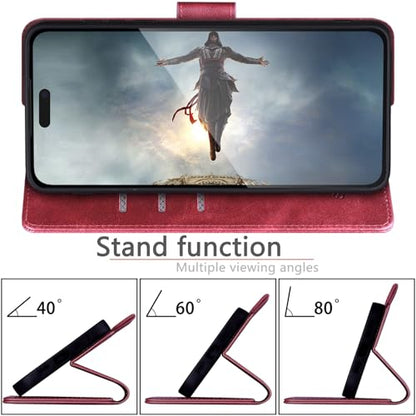 SUANPOT Compatible with iPhone 17 6.3" Wallet case with RFID Blocking Credit Card Holder,Flip Book PU Leather Protective Cover Women Men for Apple 17 Phone case Red - color: Red, size: iPhone 17 6.3"