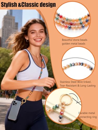 2Pcs Phone Crossbody Lanyard and Wrist Strap, Universal Cell Phone Lanyard Strap with 2Tether Tab - color: G