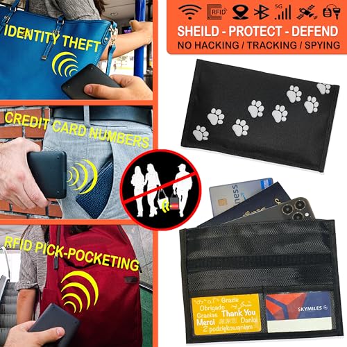 Gecko Travel Tech Faraday Bag Anti-Tracking GPS RFID Car Key Signal Blocker Wallet Shielding Pouch Protective Case for Cell Phone Car Key FOB, Data Privacy, Electronic Device Security (DOG PAWS) - color: DOG PAWS
