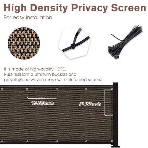 SUNNY GUARD 3' x 10' Balcony Privacy Screen, HDPE Patio Railing Cover Fence - color: Brown, size: 0 3' x 1 0'