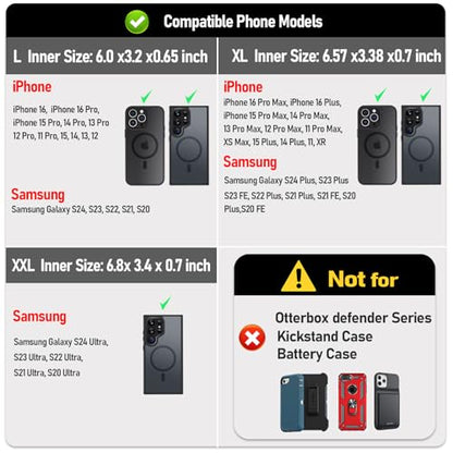 ykooe Leather Phone Holster for iPhone 17 Pro Max Galaxy S20-S26 Ultra A17 - color: Dark Brown, size: XXL