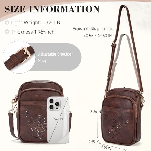 Small Crossbody Bags for Women, RFID Phone Purse with Card Slots, Triple Compartments Lightweight Shoulder Bag - color: 4-coffee
