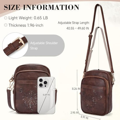 Small Crossbody Bags for Women, RFID Phone Purse with Card Slots, Triple Compartments Lightweight Shoulder Bag - color: 4-coffee