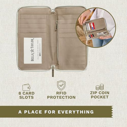 Bella Taylor Cell Phone Wristlet, Quilted Phone Wallet for Women | Lightweight, RFID blocking, phone pocket, built-in wallet, card organizer, coin pocket, secure zipper, quality construction - color: Cameo Rose