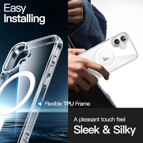 JETech Magnetic Case for iPhone 16 Plus 6.7-Inch Compatible with MagSafe, Shockproof Phone Bumper Cover, Anti-Scratch Clear Back (Clear) - color: Clear, size: iPhone 16 Plus