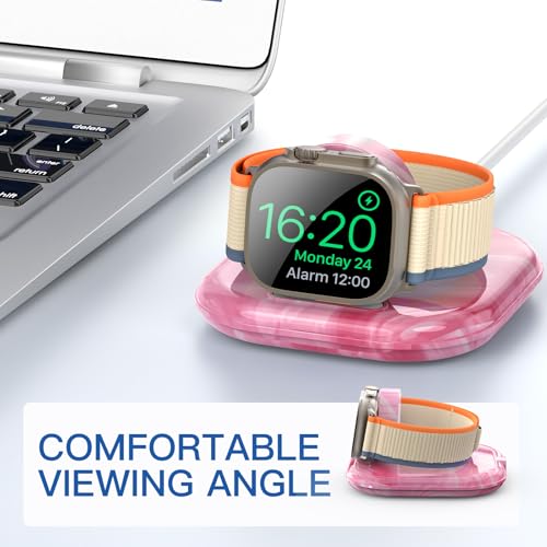 for Apple Watch Charger Stand, Magnetic Fast Charging Dock Portable Design - color: Marble Pink