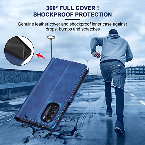 Jasonyu Flip Wallet Case for Moto G Stylus 5G (2022),Leather Magnetic Folio Cover with Card Holder,Kickstand - TPU Shockproof Durable Protective Phone Case,Blue | PU Leather Magnetic Folio Cover,with Card Holder,Kickstand,TPU Shockproof,Durable,Protective