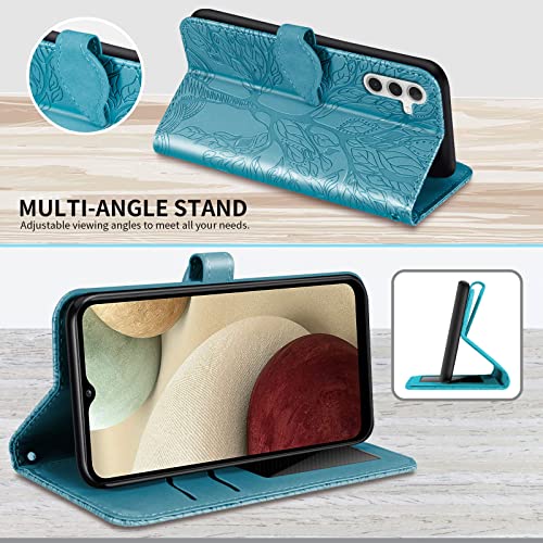 Wallet Case for Samsung Galaxy A13 5G 2021 with Card Holder/Slot,Leather Flip Folio Stand Shell Magnetic Closure Wrist Strap Kickstand Phone Case(Galaxy A13 5G 6.5 inch) Turquoise - color: Turquoise, size: Samsung Galaxy A13 5G