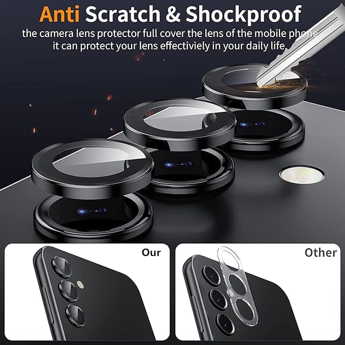 [2 Pack Camera Lens Protectors for Galaxy S26 Plus,Scratch-Resistant HD Clarity Ultra Thin Tempered Glass Camera Cover with Aluminum Edging,Individual Metal Lens Cover,Black - color: Black