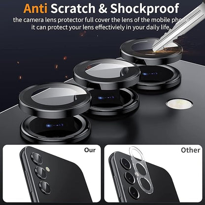 [2 Pack Camera Lens Protectors for Galaxy S26 Plus,Scratch-Resistant HD Clarity Ultra Thin Tempered Glass Camera Cover with Aluminum Edging,Individual Metal Lens Cover,Black - color: Black