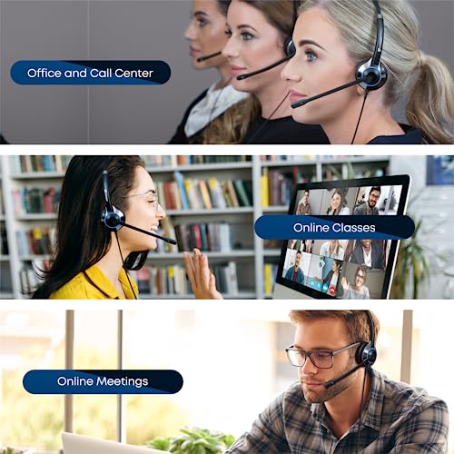 TruVoice HD-500 Office and Call Center Wired QD Headset with Noise Canceling Microphone and HD Speakers - Compatible with Mitel, Nortel, Avaya, Poly, Polycom, Shoretel, Digium, ESI, Fanvil Desk Phones