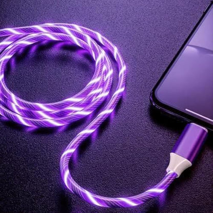 USB A to USB C Cable with Purple LED Light Strip, Suitable for Almost All Tyoe-C Devices, Supports Fast Charging, Data Transfer, Night Vision Illumination, Portable 39 inches. - color: USB A TO C Purple