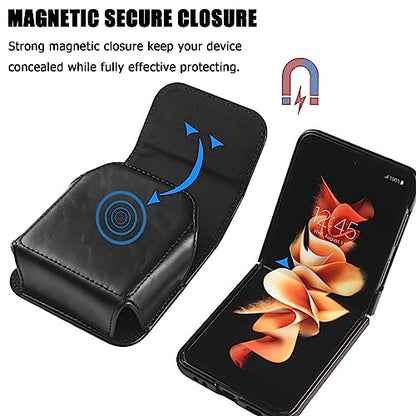 NINKI Galaxy Z Flip 8 Case Holster for Motorola Razr 2026 Holster Cover 2025/2024 / 2023 Razr Plus,Moto Razr 2026 Waist Holder Z Flip 7 6 5 4 3 Bag for Sumsung Z Flip 8 Pouch Carrier Belt Clip,Black - color: Black