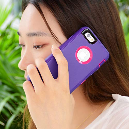 MAXCURY Heavy Duty Shockproof Series Case for iPhone 6 iPhone 6S Case (4.7")-V2 with Built-in Screen Protector Compatible with All US Carriers - Purple/Peach - color: Purple/Peach