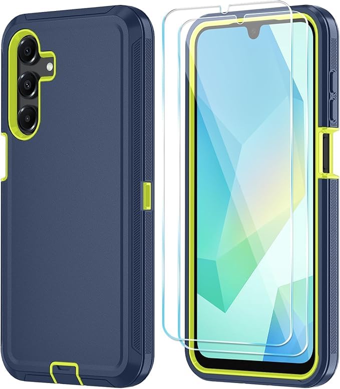 Qinmay Phone Case for Samsung Galaxy A17 5G Case, Galaxy A16 5G Case with HD Screen Protector, Heavy Duty Shockproof 3-Layer Cover Phone Case for Galaxy A17 / A16 ，DarkBlueGreen - color: DarkBlueGreen