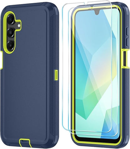 Qinmay Phone Case for Samsung Galaxy A17 5G Case, Galaxy A16 5G Case with HD Screen Protector, Heavy Duty Shockproof 3-Layer Cover Phone Case for Galaxy A17 / A16 ，DarkBlueGreen - color: DarkBlueGreen