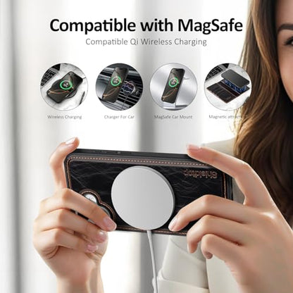 Shieldtop Compatible with MagSafe iPhone 17 Wallet Case,(Coffee) | 2 in 1 Detachable Magnetic,Credit Card Holder Slots,RFID Blocking,PU Leather,Kickstand,Flip Folio Phone Cover for Men & Women - color: Coffee-U1, size: iPhone 17 - 6.3"