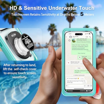 Waterproof Phone Case Up to 6.9 inch | IPX8 Underwater Phone Cases for Snorkeling | Universal Diving Case with Lanyard for iPhone 16 Pro Max/15/14/Galaxy S24 | Beach Cruise Essentials (Cyan) - color: Cyan