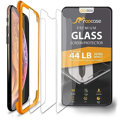 rooCASE 3-Pack Screen Protector for iPhone 11 / iPhone XR, [Force Resistant Up to 44 Pounds] Tempered Glass Screen Protector for iPhone 11 (2019) / iPhone XR (2018) [Case Friendly]