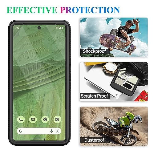 Compatible with Google Pixel 7 Case, Built in Screen Protector Full Body Shockproof Slim Fit Bumper Protective Phone Cover Men Women-Black/Clear - size: Google Pixel 7