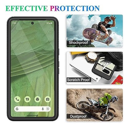 Compatible with Google Pixel 7 Case, Built in Screen Protector Full Body Shockproof Slim Fit Bumper Protective Phone Cover Men Women-Black/Clear - size: Google Pixel 7